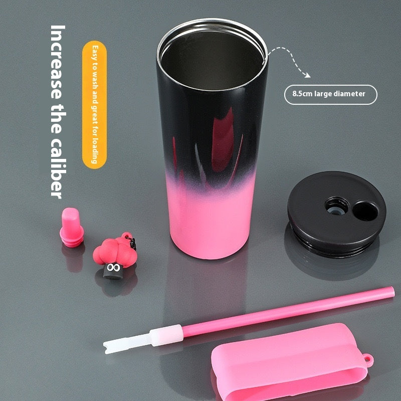 Stainless Steel Large Capacity Vacuum Cup Good-looking With Straw Cup With Rope Handle New Large Ice Cup