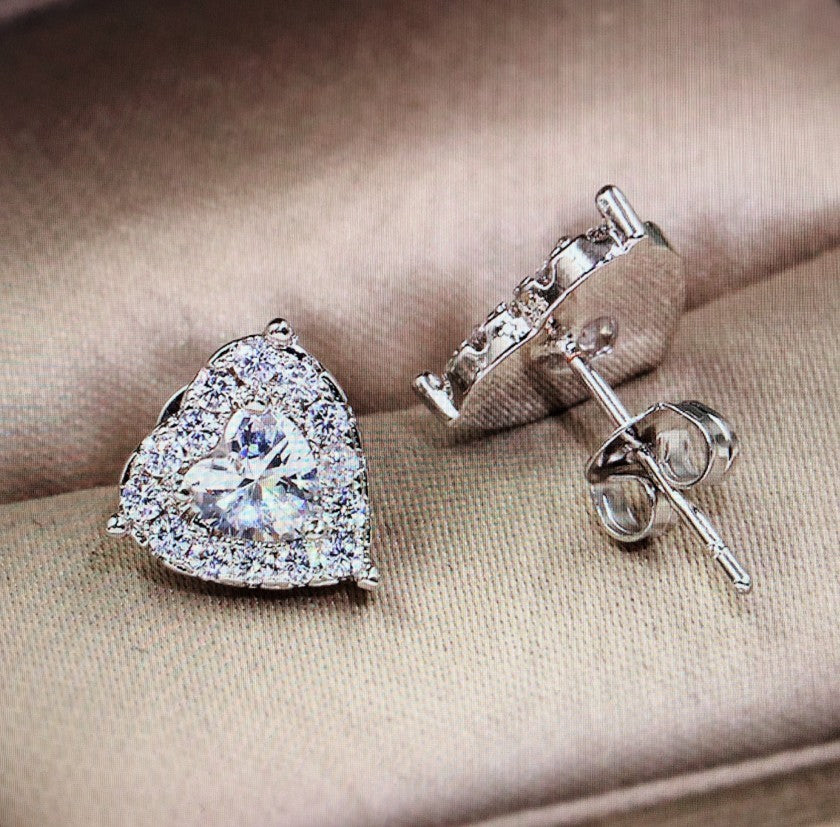 Diamond-inlaid Heart-shaped Temperament Earrings And Earrings Female BargainsRule