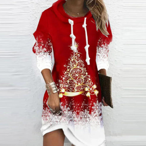 Spring Christmas Casual Loose Long Sleeve Dress