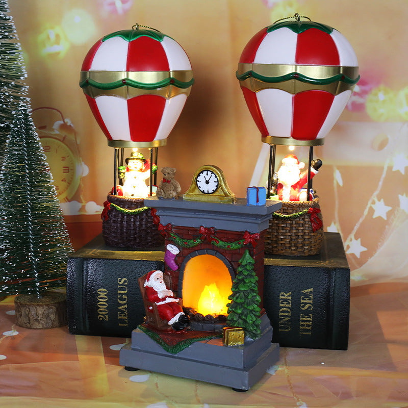 Christmas Resin Decorations Luminous Fireplace Small Night Lamp Decorative Ornaments BargainsRule