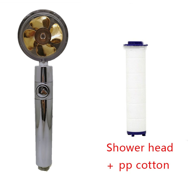 Shower Head Water Saving Flow 360 Degrees Rotating With Small Fan ABS Rain High Pressure Spray Nozzle Bathroom Accessories BargainsRule