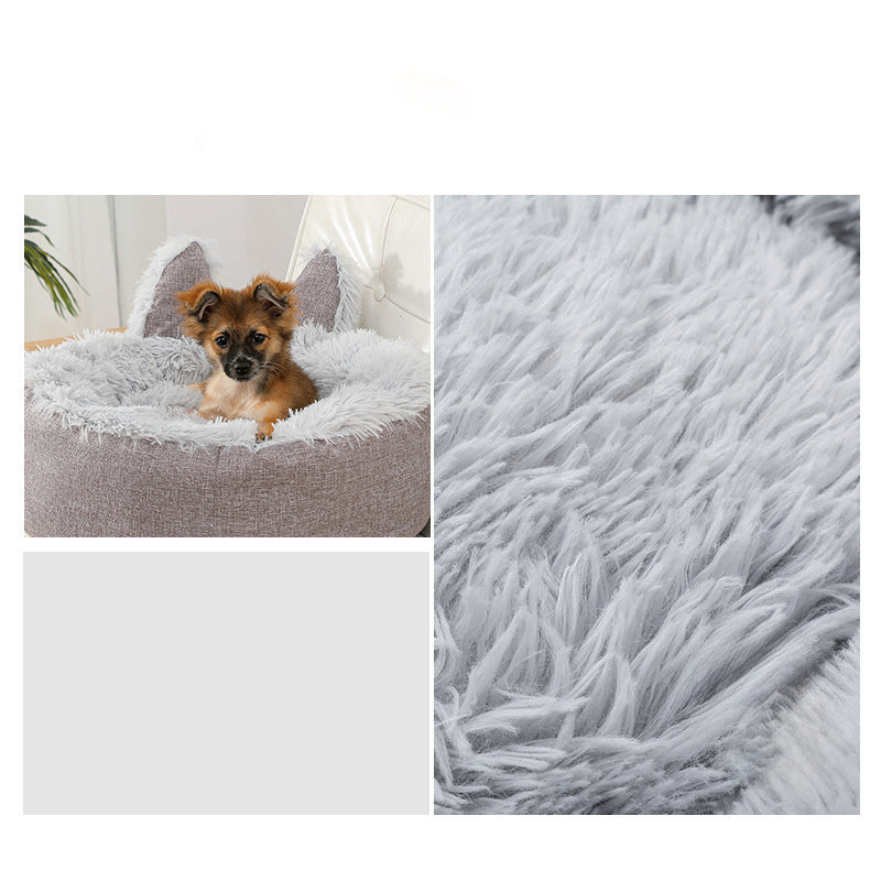 Supply Best Selling Faux Far Comfortable Plush Indoor Cat Bed House Cat Bed Plush Dog Cat Fluffy Bed