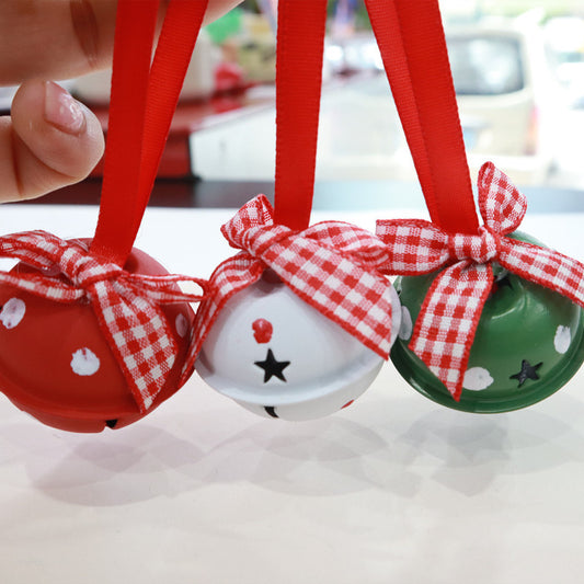 4cm Five-star Bow Christmas Holiday Decoration Garland Accessories Metal Bell