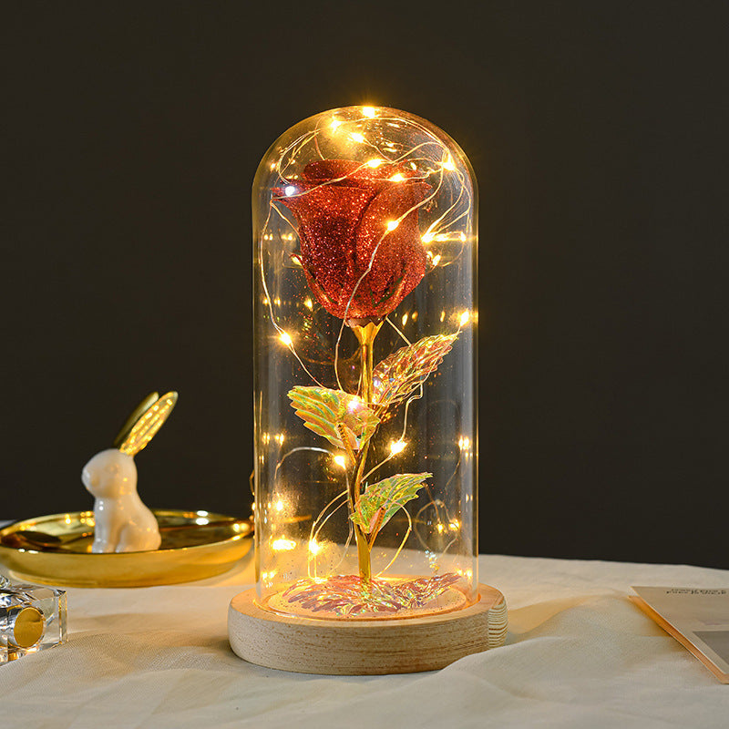 Valentines Day Gift  For Girlfriend Eternal Rose Flowers LED Light In Glass Cover Day Wedding Decoration Favors Mother Day Female Gift  Gift BargainsRule