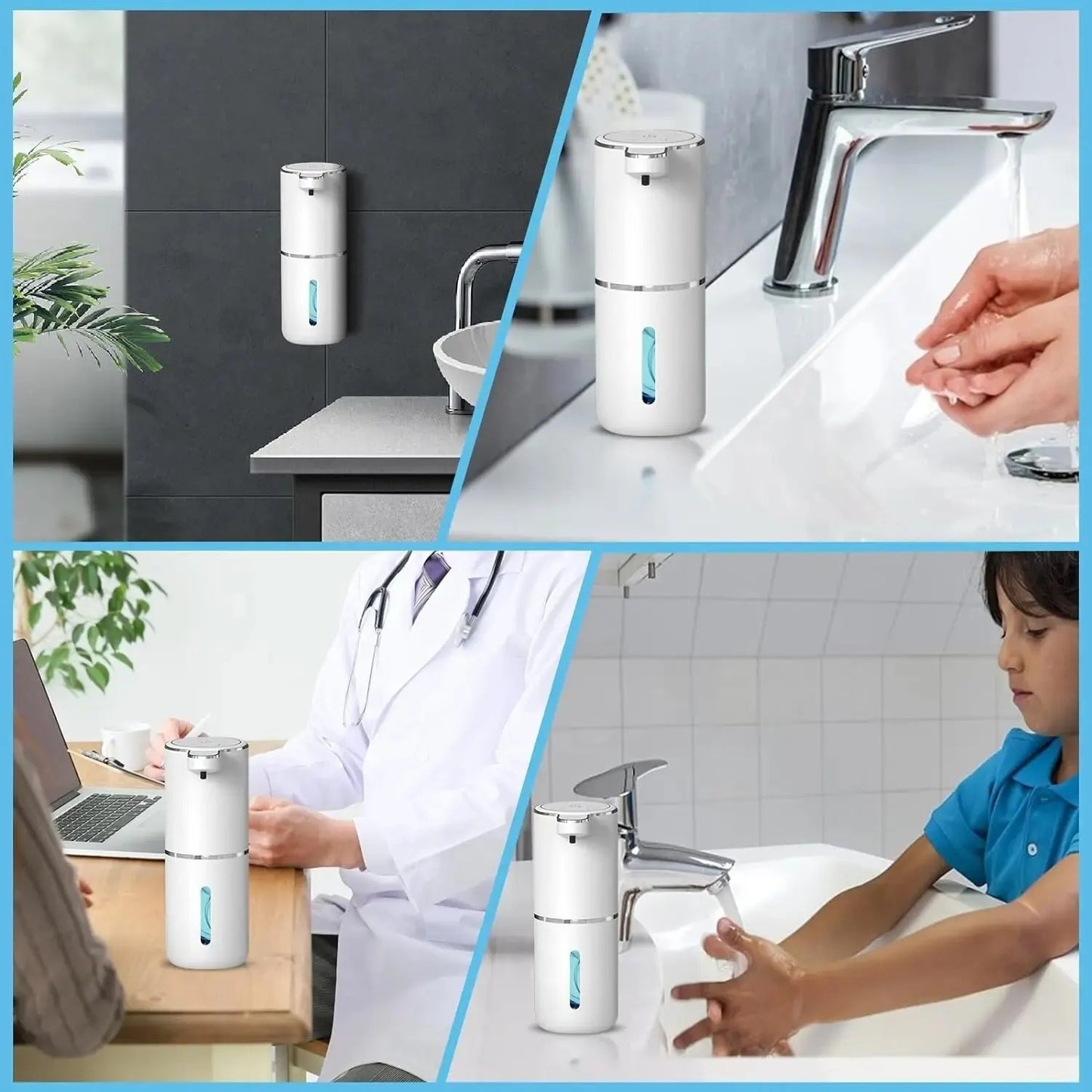 380ml Automatic Soap Dispenser Touchless Foaming Soap Dispenser USB Rechargeable Electric 4 Level Adjustable Foam Soap Dispenser