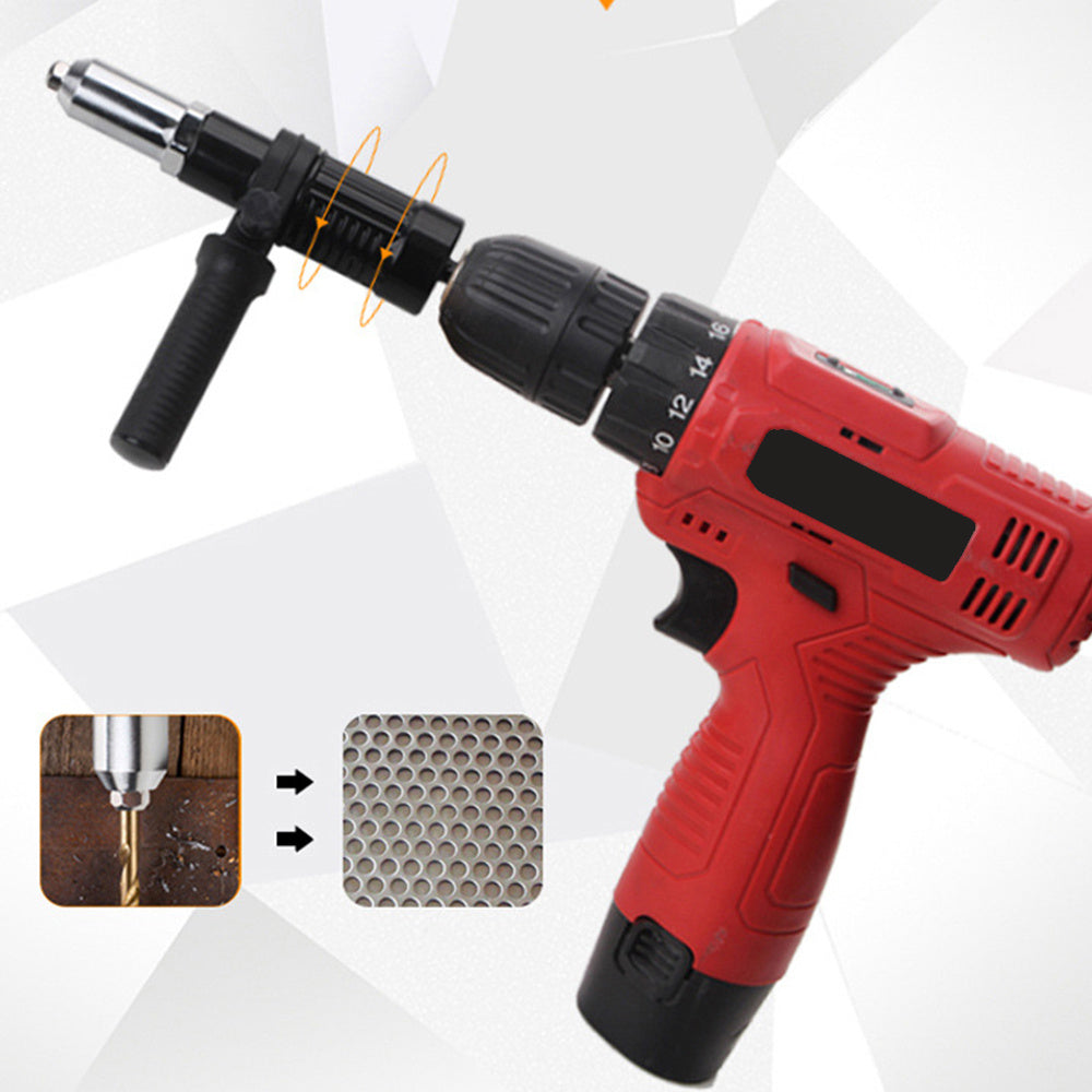 Rivet Gun Adatper Riveter Drill Converter Attachment Electric Power Drill Riveting Hand Tool Kit for Riveting Insert 3/32'' 1/8'' 5/32'' 3/16'' Rivets Nut BargainsRule