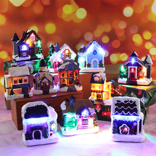 Christmas Decorations Resin Small House Micro Landscape Ornaments