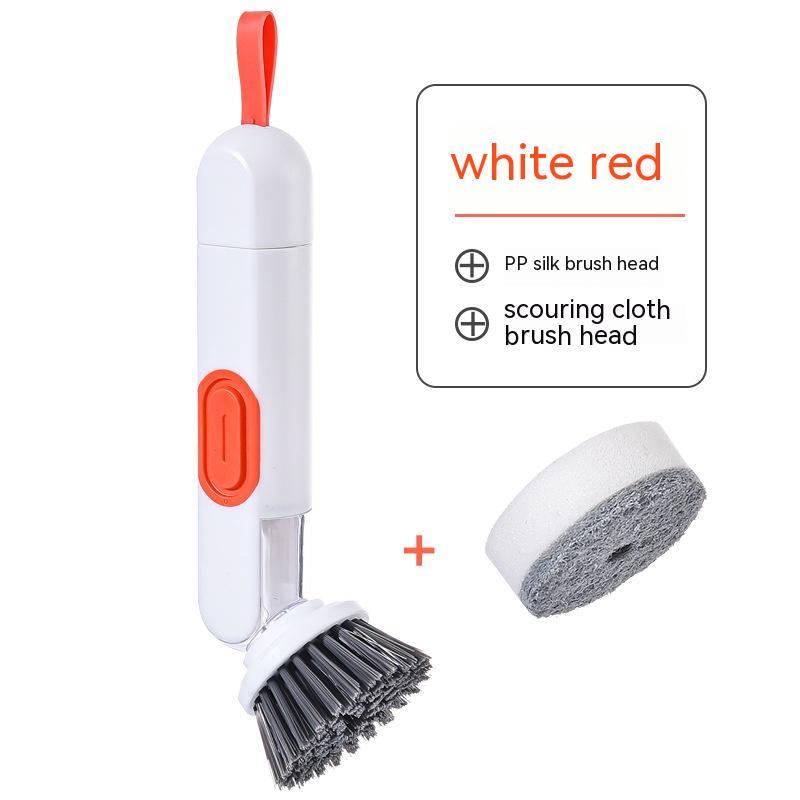 Multi-Functional Long-Handle Liquid-Filled Cleaning Brush Washing Up Brushes With Liquid Dispenser Two Replacement Heads For Kitchen Cleaning Brush Gadgets BargainsRule