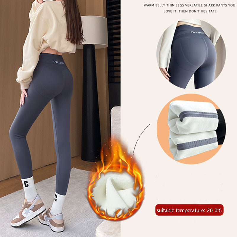 Fleece Thickened Leggings Winter -20 To 5 Shark Pants For Women High Waist Tight Skinny Tummy Control Buttocks Slimming Yoga Pants BargainsRule