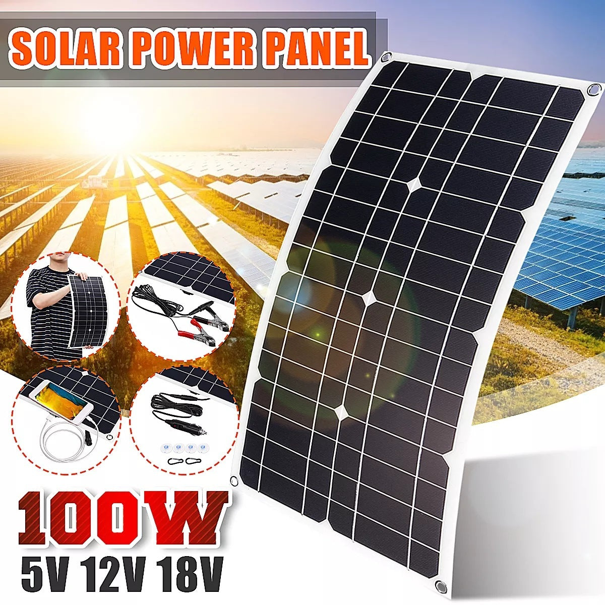 Single Crystal Flexible Solar Vehicle Portable Emergency Charging Panel