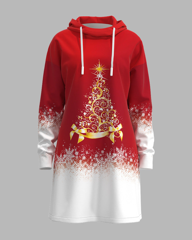 Spring Christmas Casual Loose Long Sleeve Dress