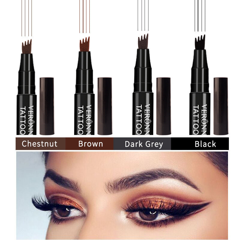 Four-fork Liquid Water Eyebrow Pencil Three-dimensional Simulation Native Eyebrow Color Natural Sweat-proof