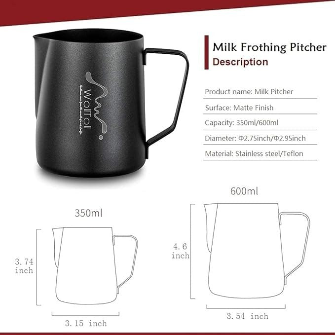 Milk Frothing Pitcher, Stainless Steel Creamer Non-Stick Coating Frothing Pitcher , Matte Finish