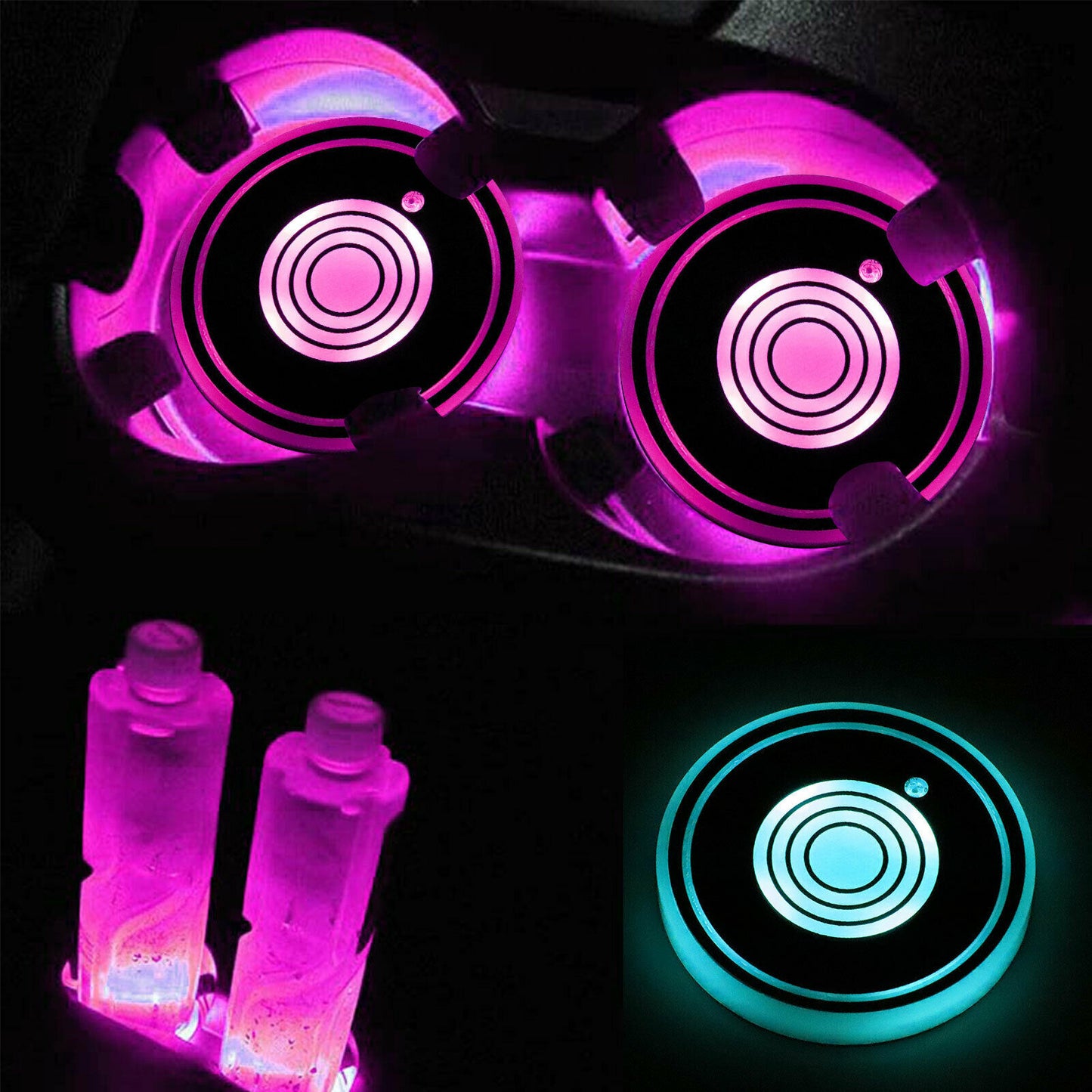 USB Charging Car Led Cup Holder Water Bottom Mat BargainsRule