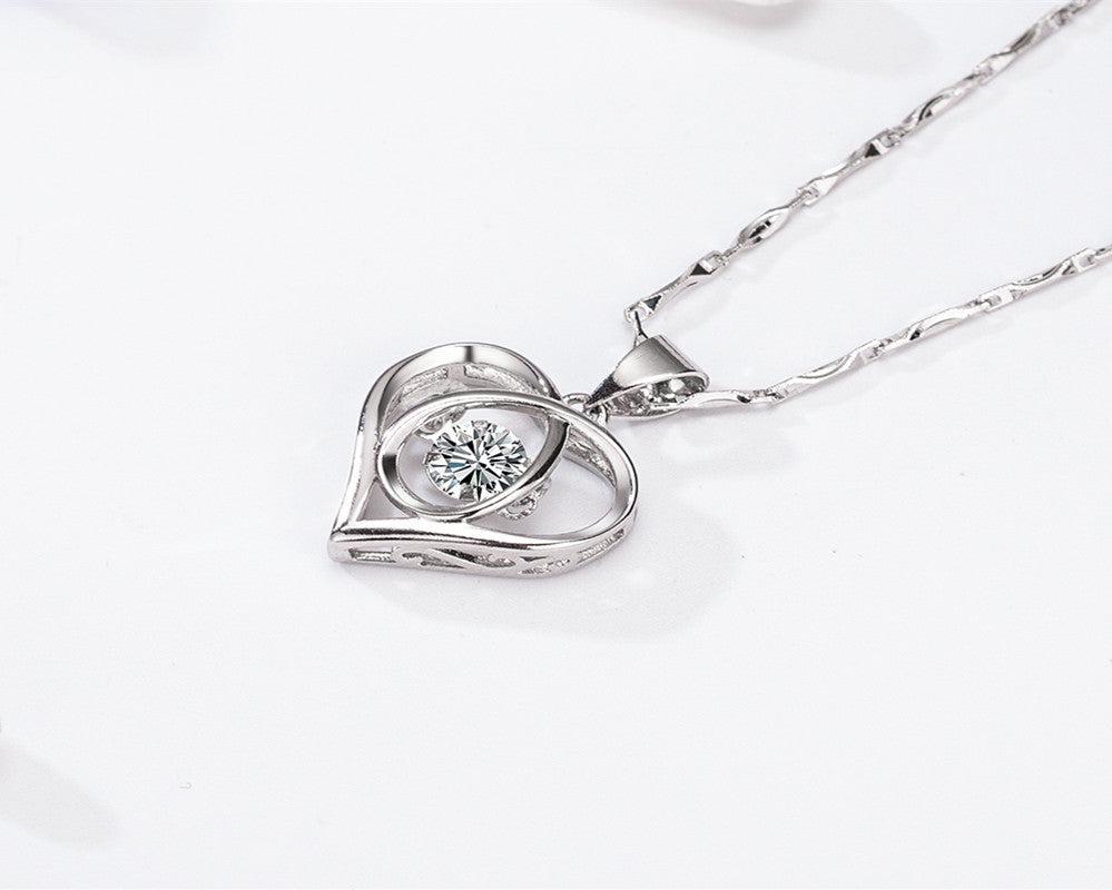 Women's Diamond-embedded Heart-shaped Smart Pendant Necklace Clavicle Chain BargainsRule