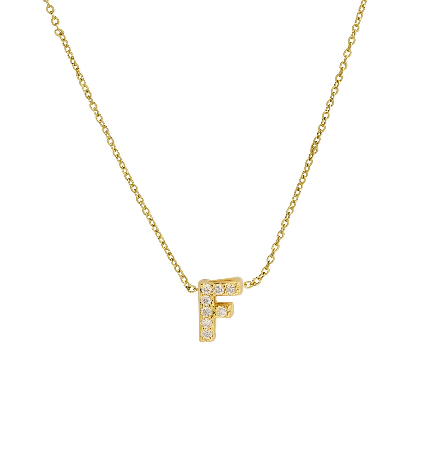 Gold Micro Inlaid With Diamond All-match Classic 26 English Letters Necklace Pendant BargainsRule