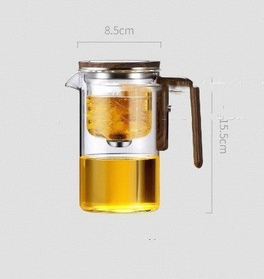 One Click Magnetic Teapot Separation Filtration Glass Tea Pot Wood Handle Tea Water Separation Inner Container Teapot BargainsRule