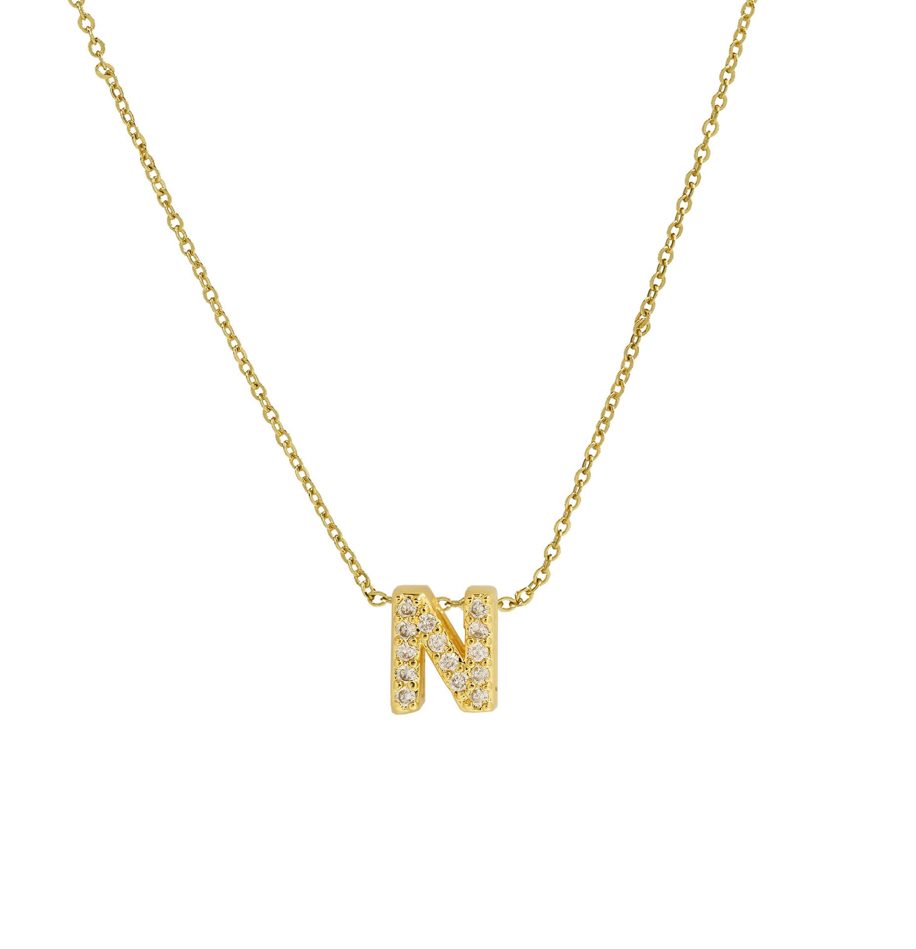 Gold Micro Inlaid With Diamond All-match Classic 26 English Letters Necklace Pendant BargainsRule