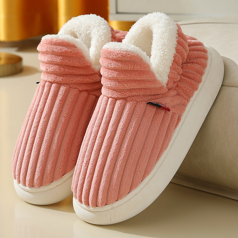 Men Winter New Women Cotton Slippers Outdoor Fashion Couple Slippers Warm Indoor Bedroom Cotton Plush Shoes Fleece Fluffy BargainsRule