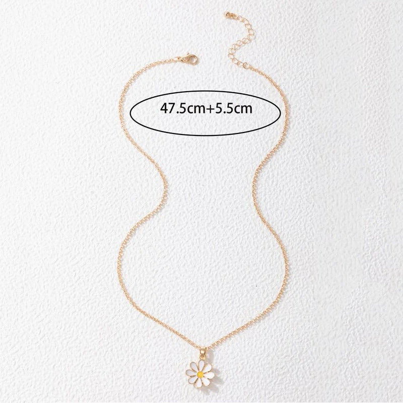 Accessories Simple White Dripping Oil Flower Necklace