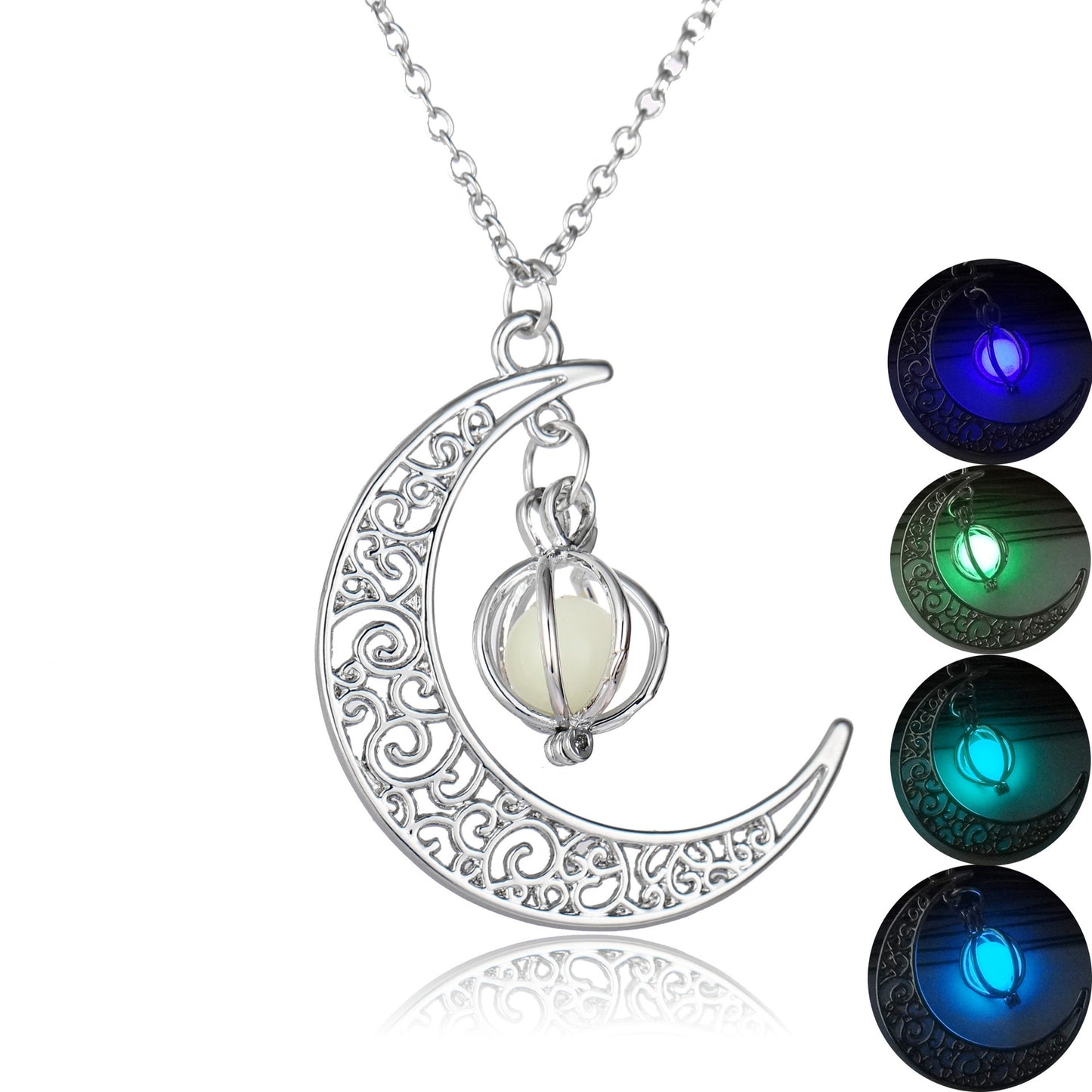 Fashion Moon Natural Glowing Stone Healing Necklace Women Gift Charm Luminous Pendant Necklace Jewelry BargainsRule