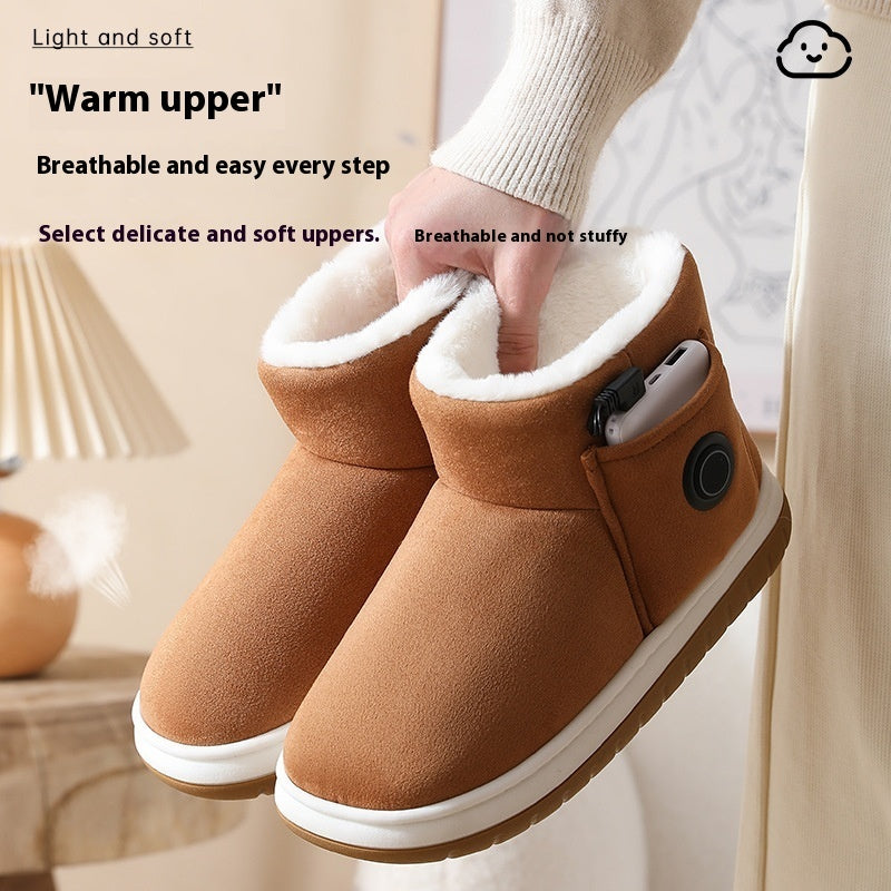 Electric Heating Shoes Rechargeable Foot Warmer Artifact Heating Home Shoes Winter Warm Temperature Regulating Cotton Shoes BargainsRule