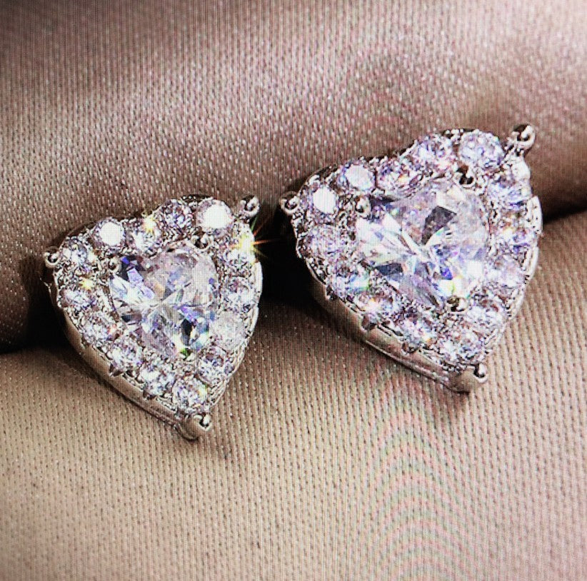 Diamond-inlaid Heart-shaped Temperament Earrings And Earrings Female BargainsRule