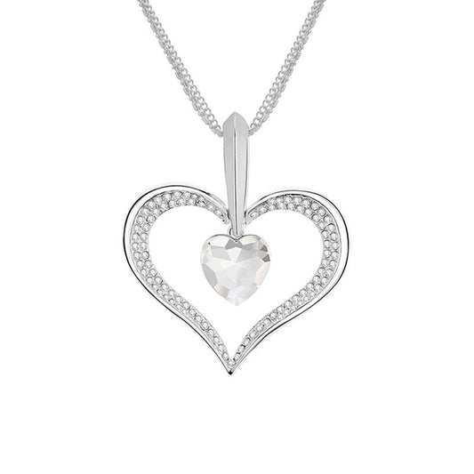 Fashion Full Diamond Alloy Peach Heart Pendant Necklace BargainsRule