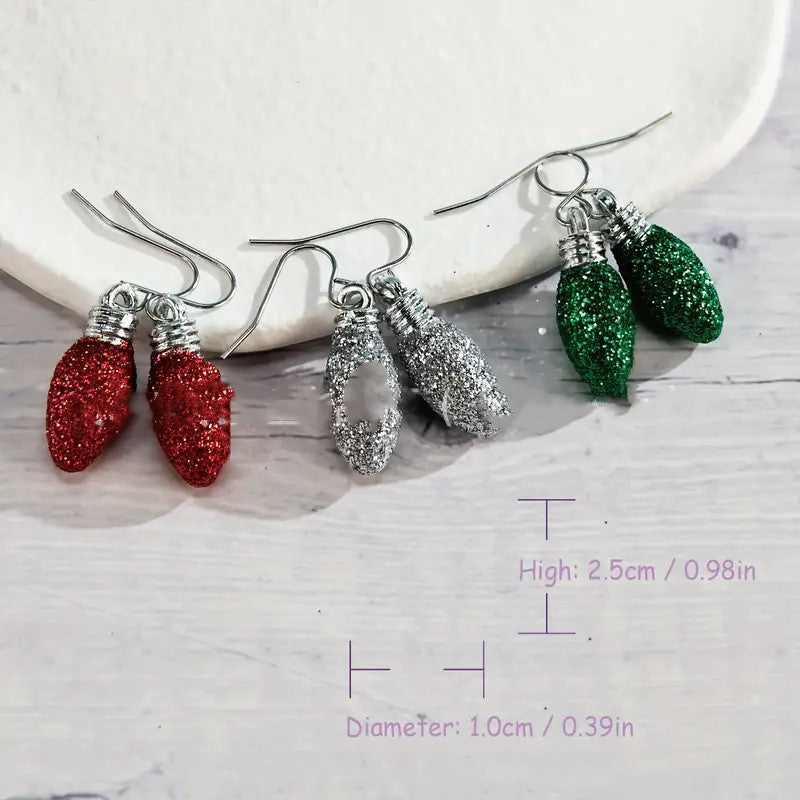 Christmas Ornaments Creative Cute Red Light Bulb Earrings