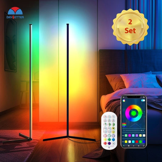 LED Magic Color Floor Ambience Light RGB Bluetooth TV E-sports Room Corner Lamp Voice-controlled Sound Pickup Light BargainsRule