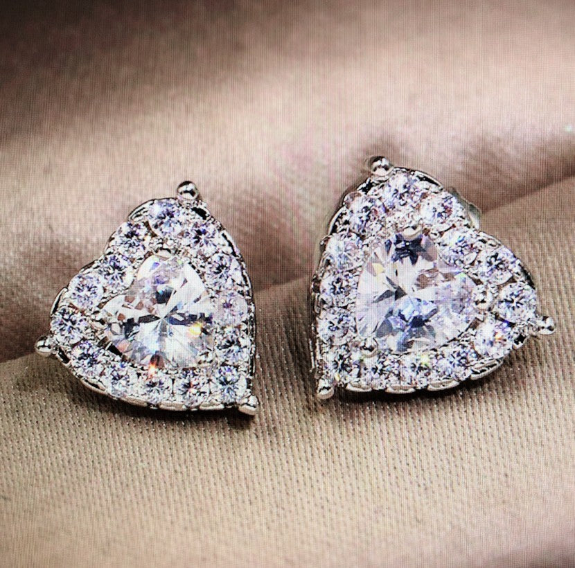 Diamond-inlaid Heart-shaped Temperament Earrings And Earrings Female BargainsRule