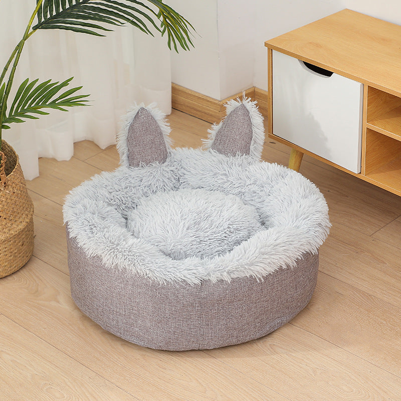 Supply Best Selling Faux Far Comfortable Plush Indoor Cat Bed House Cat Bed Plush Dog Cat Fluffy Bed