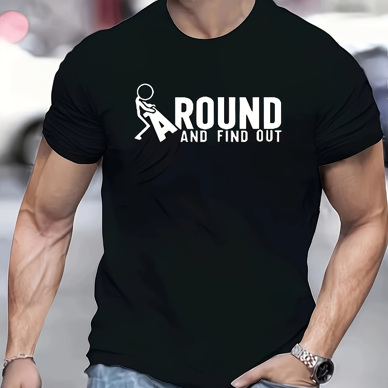 Men's Novelty Digital Printed T-shirt - Casual Round Neck, Short Sleeve, Breathable Polyester Blend, Machine Washable - Perfect Choice For Summer