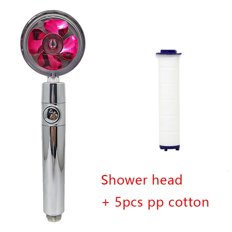 Shower Head Water Saving Flow 360 Degrees Rotating With Small Fan ABS Rain High Pressure Spray Nozzle Bathroom Accessories BargainsRule