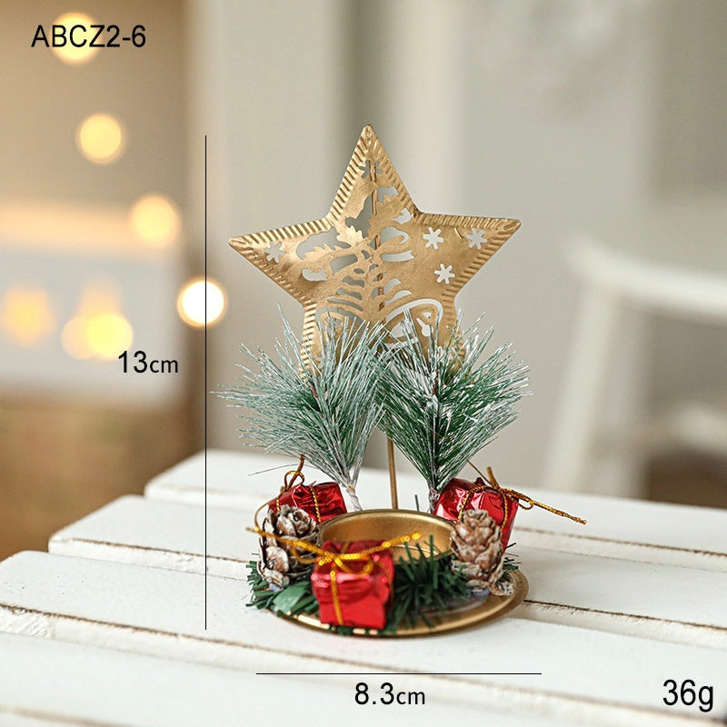 Christmas Candlestick Golden Wrought Iron Window Decoration