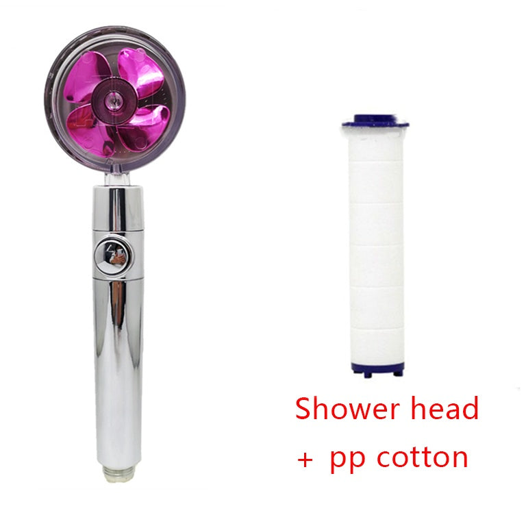 Shower Head Water Saving Flow 360 Degrees Rotating With Small Fan ABS Rain High Pressure Spray Nozzle Bathroom Accessories BargainsRule