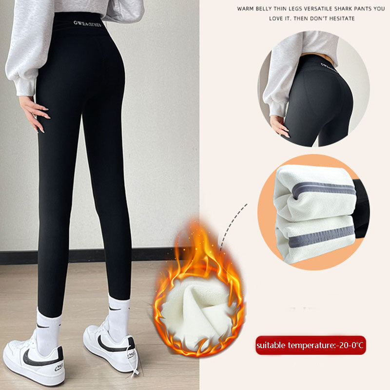 Fleece Thickened Leggings Winter -20 To 5 Shark Pants For Women High Waist Tight Skinny Tummy Control Buttocks Slimming Yoga Pants BargainsRule