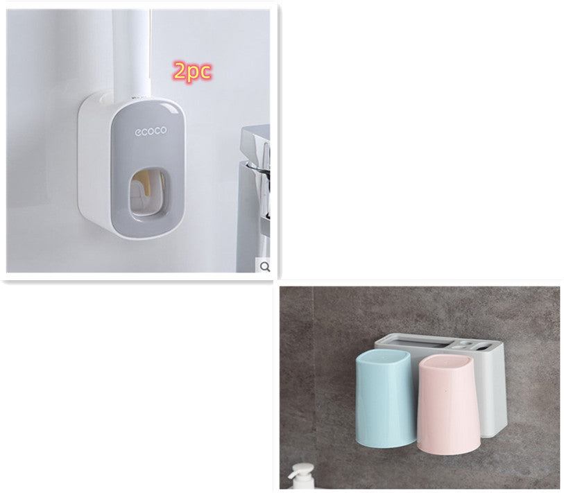 Wall Mounted Automatic Toothpaste Holder Bathroom Accessories Set Dispenser BargainsRule