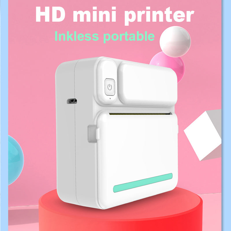 Portable Mini Printer HD Photo Pocket Thermal Label With White Color Adhesive Paper Wireless Bluetooth Learning Paper Mini Maker BargainsRule