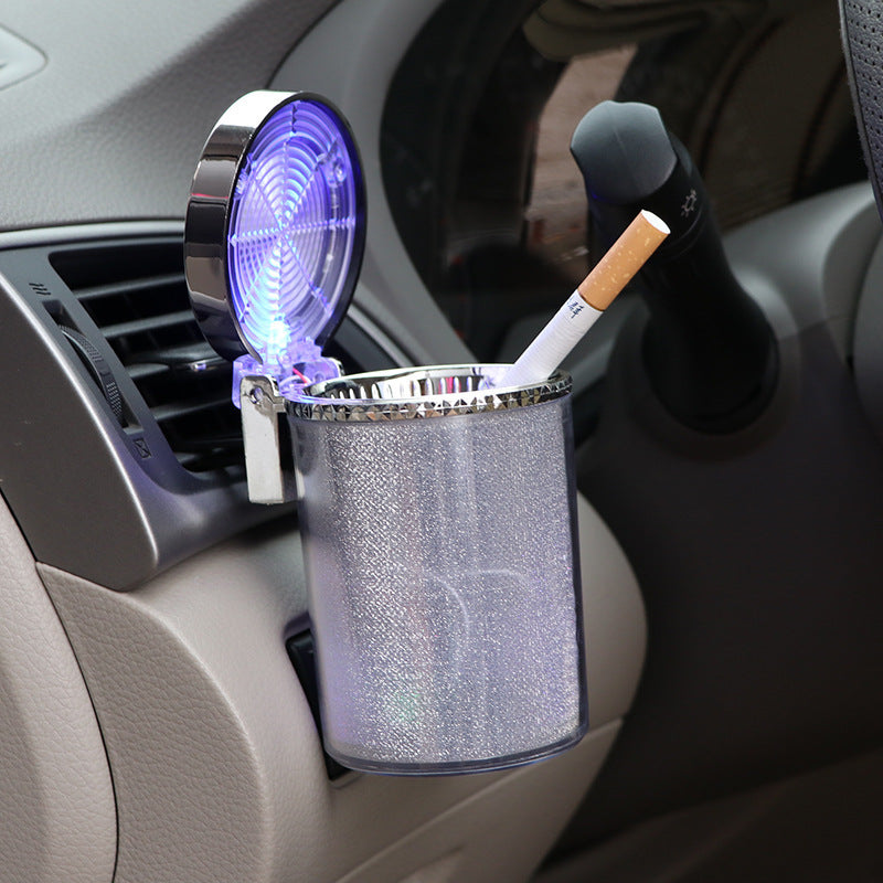 Car Ashtray With LED Light RGB Ambient Light Cigarette Cigar Ash Tray Container Trash Can Portable Ashtray Auto Accessories BargainsRule