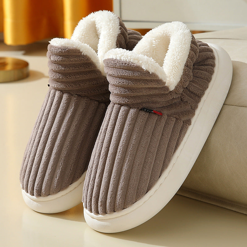 Men Winter New Women Cotton Slippers Outdoor Fashion Couple Slippers Warm Indoor Bedroom Cotton Plush Shoes Fleece Fluffy BargainsRule