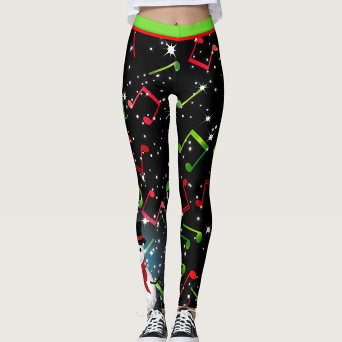 Music Print Sports Cropped Pants