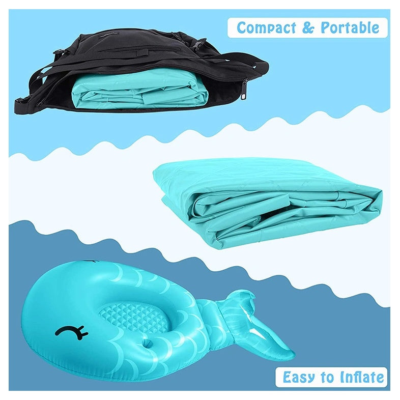 PVC Inflatable Mermaid Raft, Water Leisure Inflatable Whale Floating Bed Float Raft Lounger,Pool Party Entertainment For All Ages BargainsRule