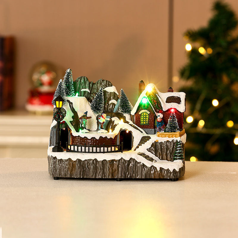 Christmas Rotating Resin Luminous Music Box Ornaments