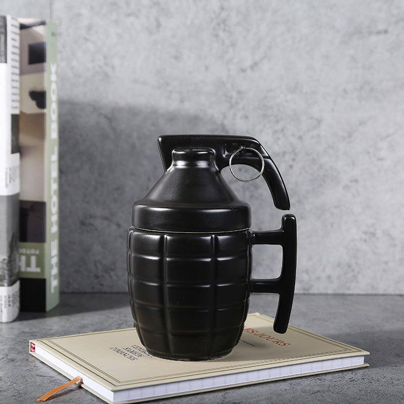 New Style Grenade Ceramic Mug With Lid Military Grenade Weapon Shape Coffee Mug