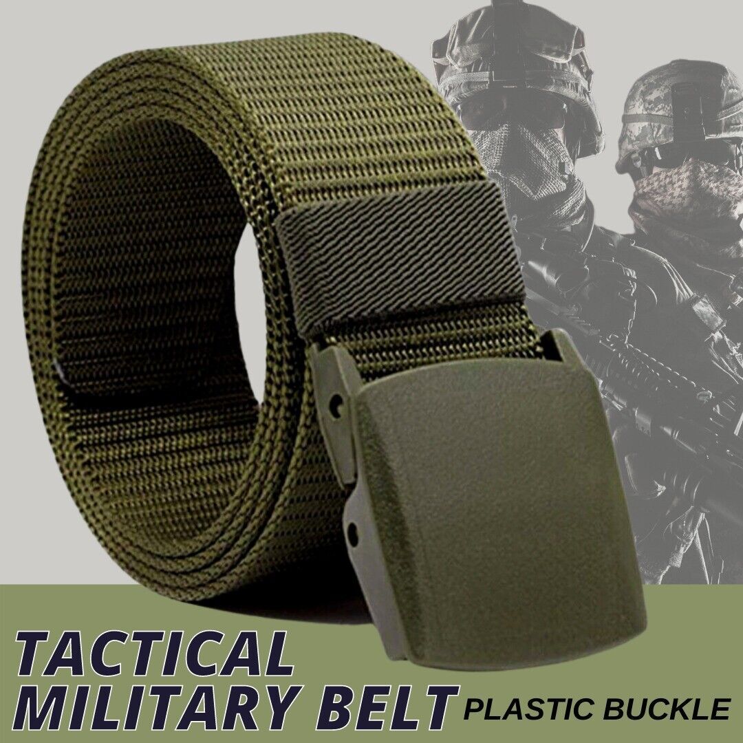 Men's Plastic Cam Buckle Nylon Canvas Tactical Waistband Webbing Military Belt