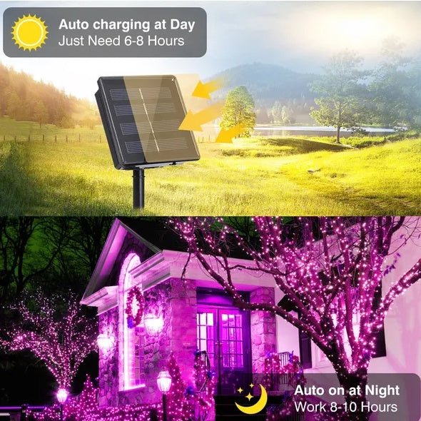 72 FT 200 LED Solar String Lights, Outdoor Solar Christmas Lights, Waterproof Solar Fairy Lights For Garden, Fence, Party Decorations