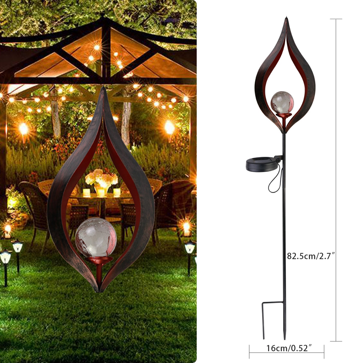 LED Solar Flame Metal Decorative Light BargainsRule