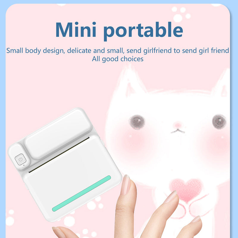 Portable Mini Printer HD Photo Pocket Thermal Label With White Color Adhesive Paper Wireless Bluetooth Learning Paper Mini Maker BargainsRule