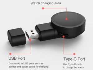 Portable Charger For Galaxy Watch6, USB  USB C Travel Charger Compatible With Galaxy Watch 6 Classic 5 Pro, Rotatable Magnetic Charging Dock For Watch 4 Classic Watch 3  Active 2